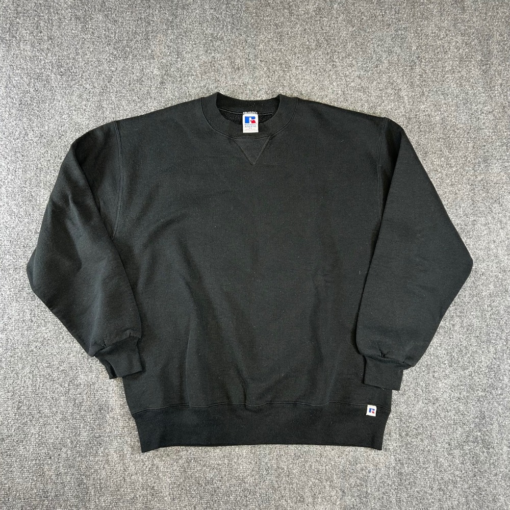 Vintage Russell Athletic Crewneck Sweatshirt Black Made in USA XL V-Stitch